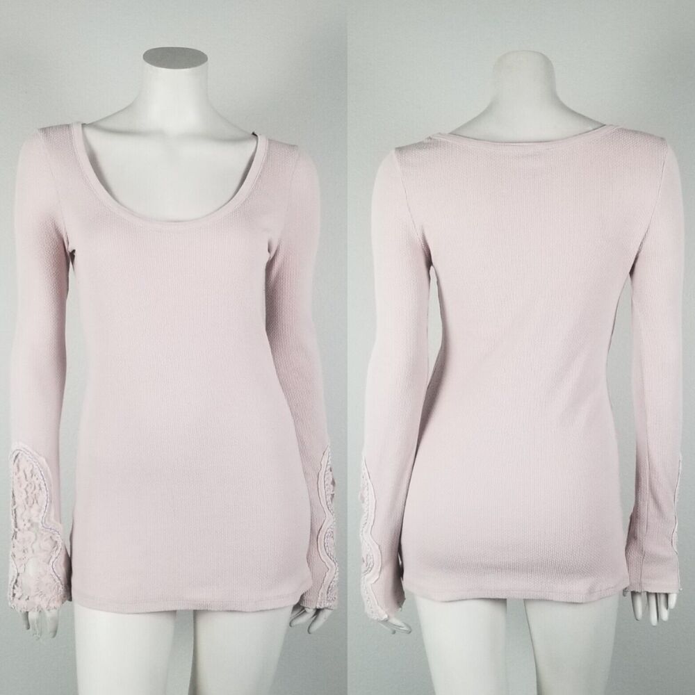 Free People Rare Crafty Cuff Green and Blush Thermal Top Bundle (2) Size Medium - Picture 6 of 13
